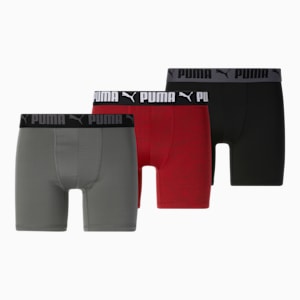 PUMA Men's Big & Tall 3 Pack Athletic Fit Boxer Briefs, Puma Black